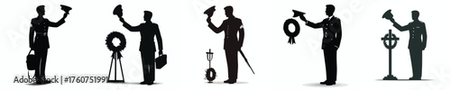 silhouette vector of an army soldier raising his hat