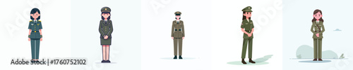 vector of a female army soldier standing