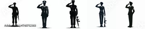 vector silhouette of an army soldier saluting gesture