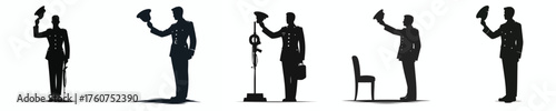 silhouette vector of an army soldier raising his hat