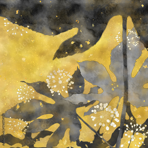 Paperplant with golden background