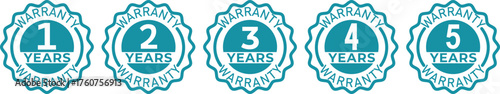 handmade Set of warranty seal icons from one to five years vector illustration for product guarantee and service assurance