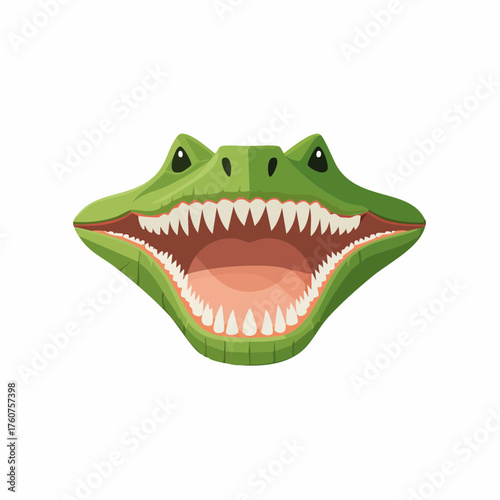Green crocodile face illustration on white background for design projects