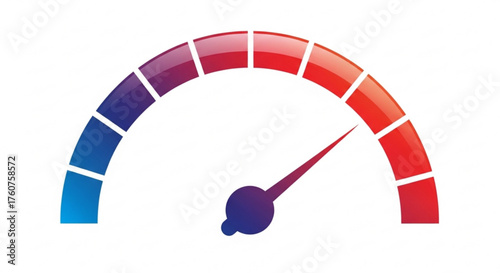 A speedometer with a vibrant gradient from blue to red, indicating increasing speed or intensity