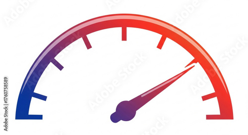 A speedometer with a vibrant gradient from blue to red, indicating increasing speed or intensity