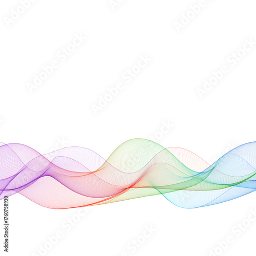 Horizontal abstract wave of rainbow colors on a white background. Eps 10