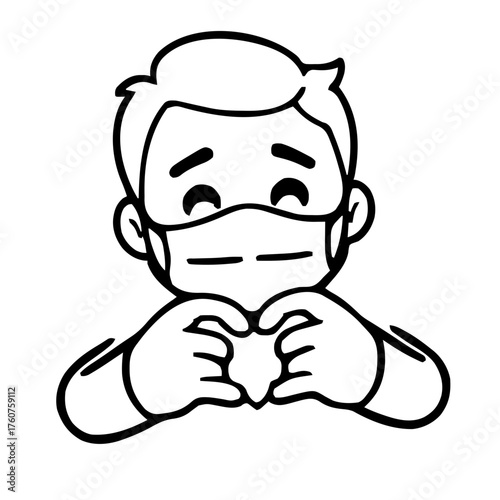 Emoji – person with face mask, heart hands