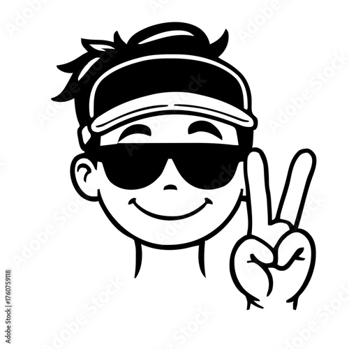 Emoji – person wearing visor, peace sign