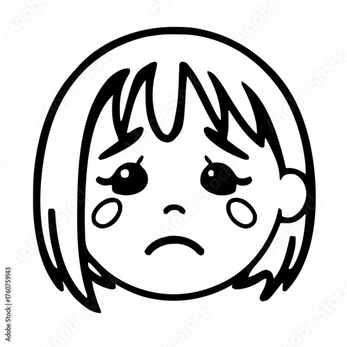 Emoji – person with fringe bangs, crying
