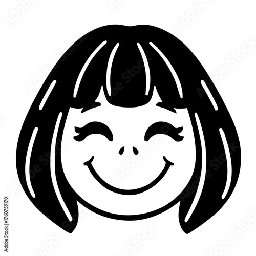 Emoji – person with fringe bangs, big grin
