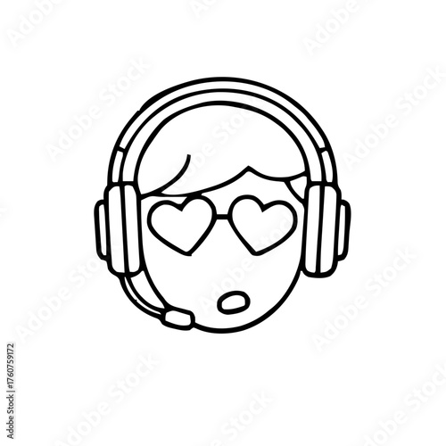 Emoji – person wearing headset, heart eyes