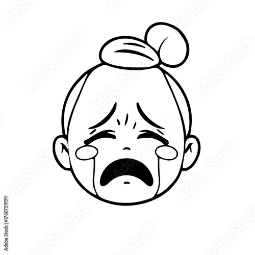 Emoji – person with bun, crying