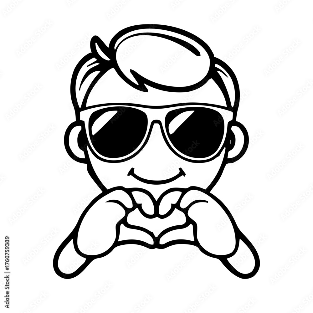 Obraz premium Emoji – person with sunglasses, heart hands