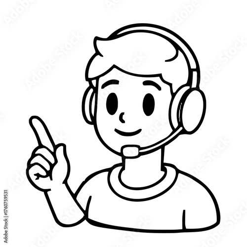 Emoji – person wearing headset, index pointing up