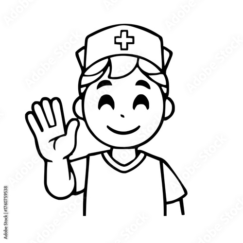 Emoji – person wearing nurse cap, waving hand