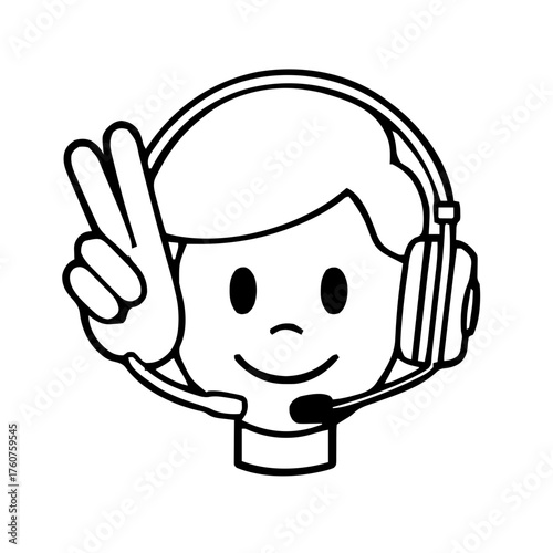 Emoji – person wearing headset, victory sign