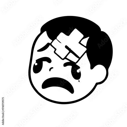 Emoji – person with bandage on forehead, crying
