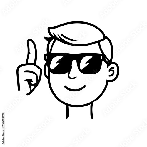 Emoji – person with sunglasses, index pointing up