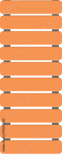 Orange slatted wood fence background or grate element