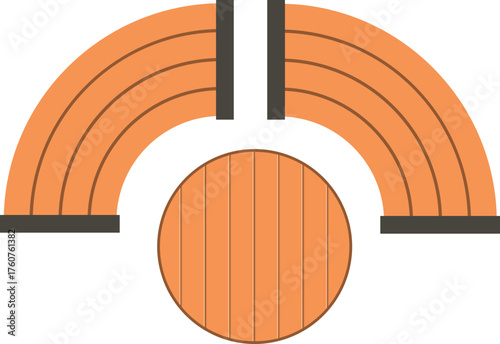 Abstract amphitheater illustration with empty seating and stage