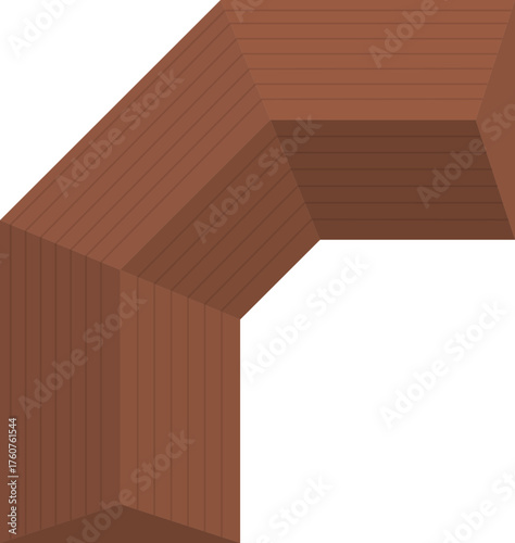 Corner L shaped wooden bench top view