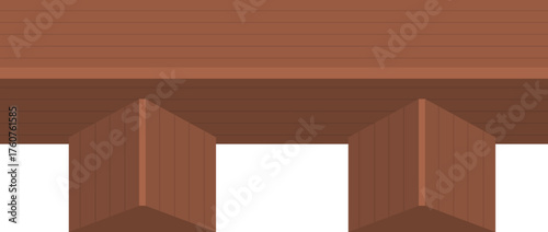 Wooden bridge crossing abstract gap flat vector illustration