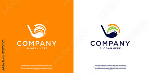 golf club swing, symbol of premium sports, competition, vector design template.