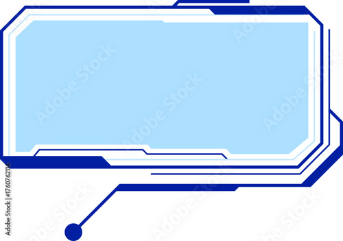 Futuristic blue text box displaying sample content