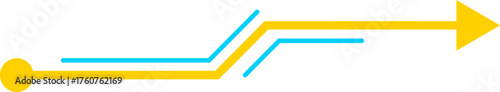 Yellow and blue lines merging creating arrow