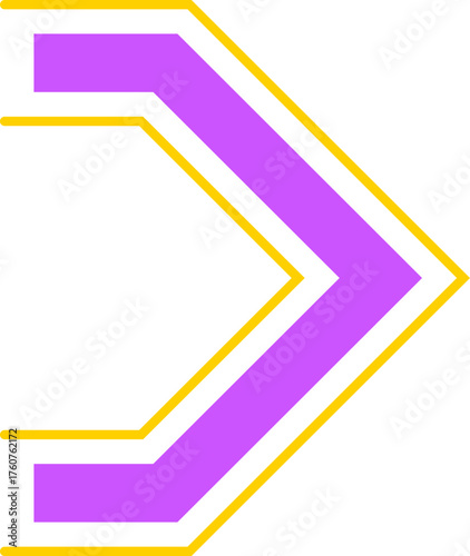 Purple and yellow arrow pointing right graphic