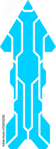Futuristic blue arrow graphic symbolizing progression and direction