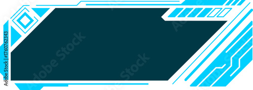 Futuristic blue tech geometric frame displaying digital information
