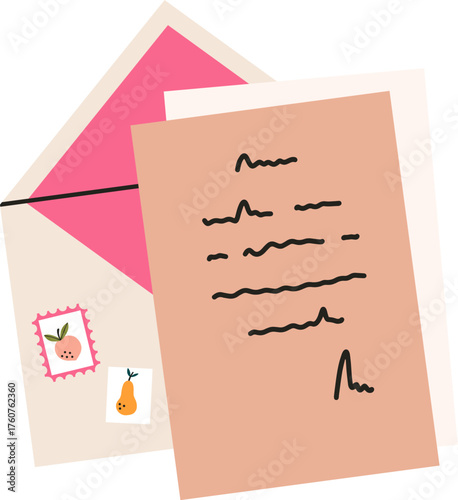 Mail envelope with handwritten letter communication correspondence