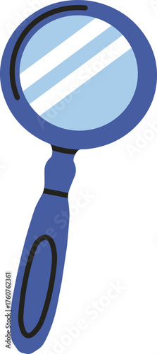 Blue magnifying glass searching finding investigating information