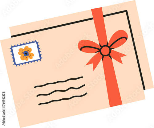 Envelope receiving gift and mail sending concept