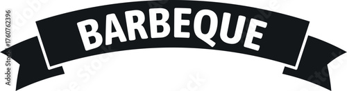 Barbeque text on black curved ribbon banner label