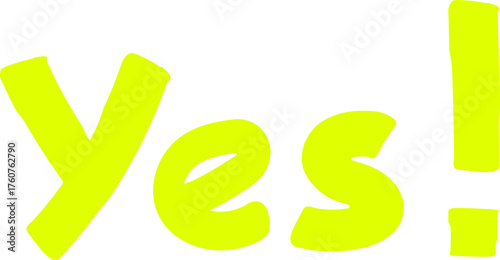 Yellow 'Yes.' word expressing positive confirmation and agreement