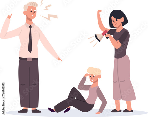 People having angry conflict, yelling, and stressing out