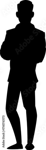 Man silhouette standing arms crossed confidence success