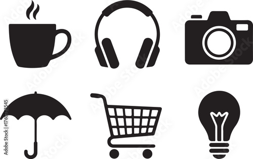 Everyday essentials icons for web and print needs