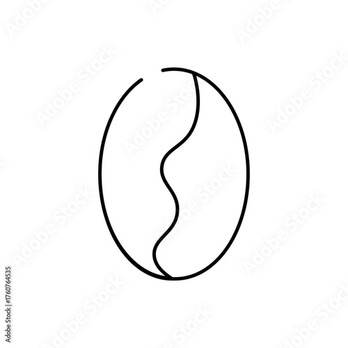 Isolated coffee bean icon. Black and white vector illustration. Breakfast. Coffee shop. Doodle style. Can be used in mobile apps, websites, and advertising.