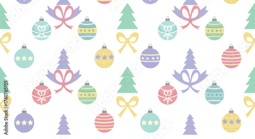 Festive Christmas Ornament Pattern with Colorful Decorations.