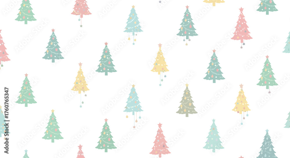 Obraz premium Pastel Christmas Tree Pattern - Festive Holiday Design.