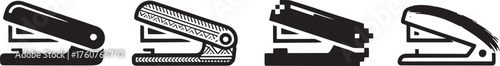 Stapler icon in black design on transparent background stationery office supply tool