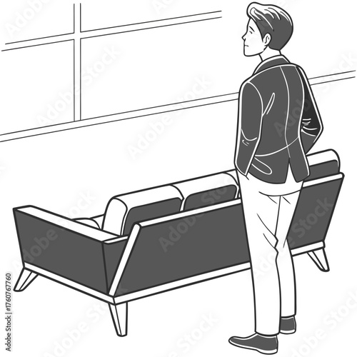 silhouette of a businessman in a waiting room