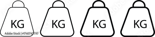Weight icon set. Equipment indicator in physical training. Classic kilogram measurement. Measuring mass
