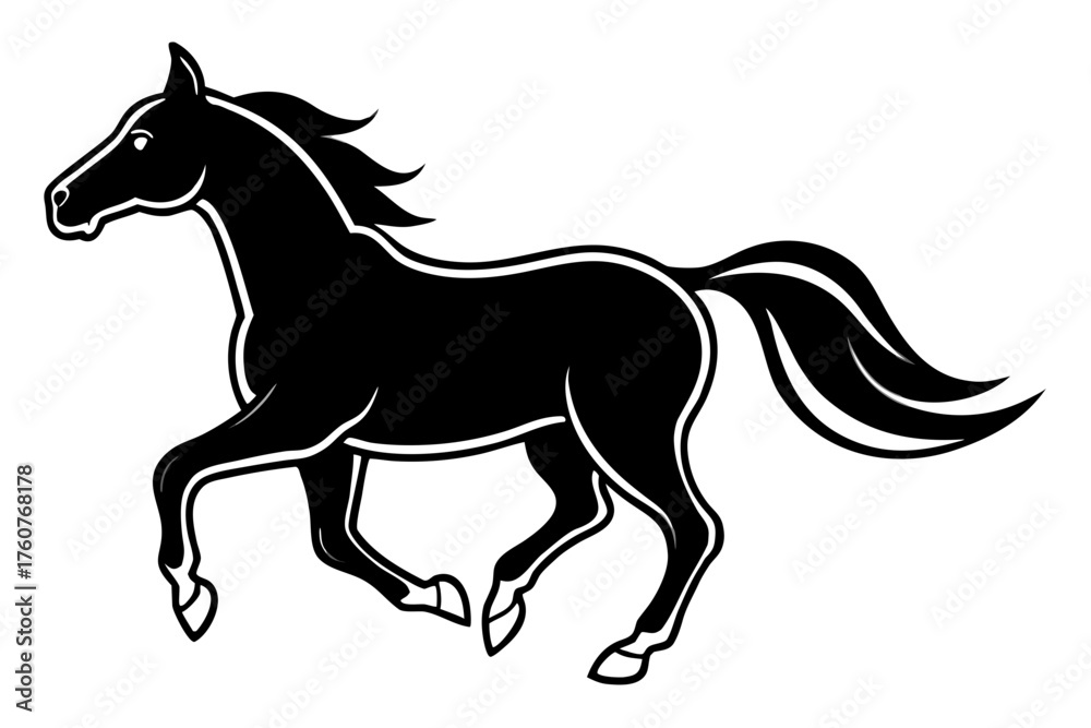 Obraz premium Horse galloping silhouette illustration isolated on white background