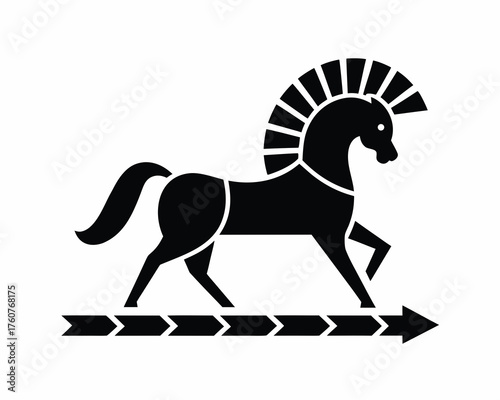 Horse galloping  icon silhouette illustration isolated on white background