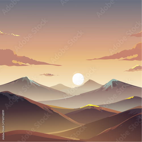 Sonnenuntergang über den Bergen