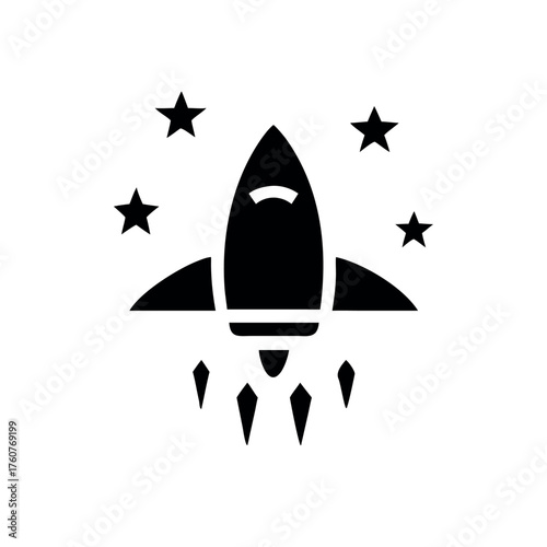 Sleek futuristic spacecraft sailing across the sky Line Art Vector illustration